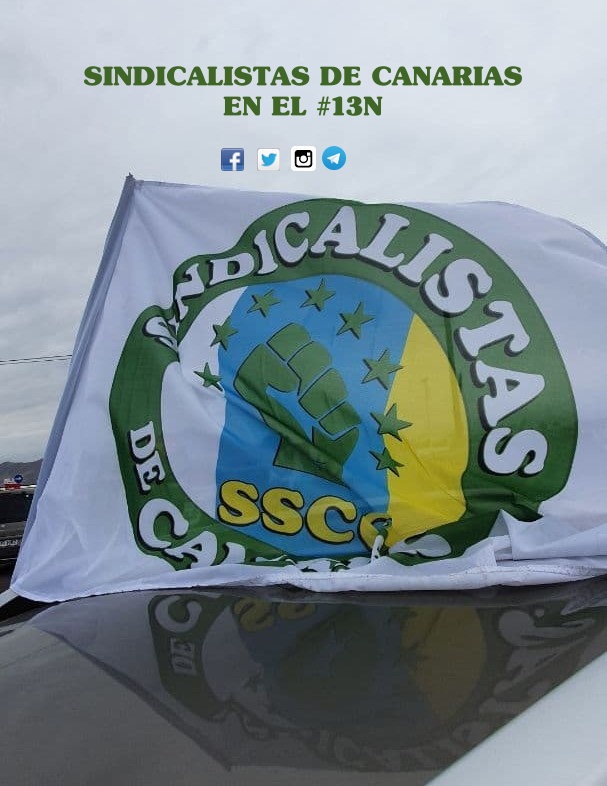 Sindicalistas de Canarias, se sumó este viernes 13 de noviembre en Lanzarote, a la caravana de coches programada por los sindicatos convocantes. 